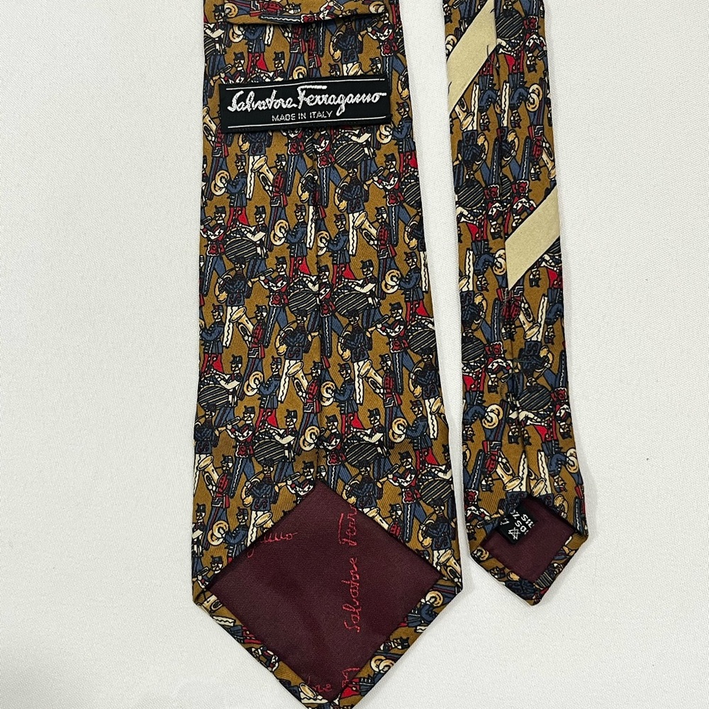 Ferragamo Marching Band Silk Neck Tie - Picture 5 of 9